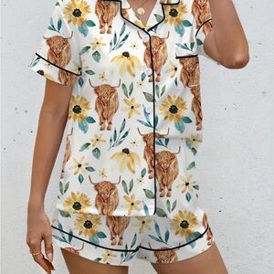 Floral Animal Print Pajama Set